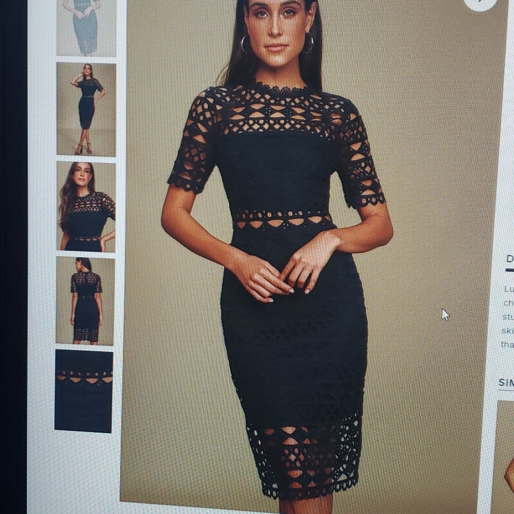 Lulu's Navy Crochet Midi dress